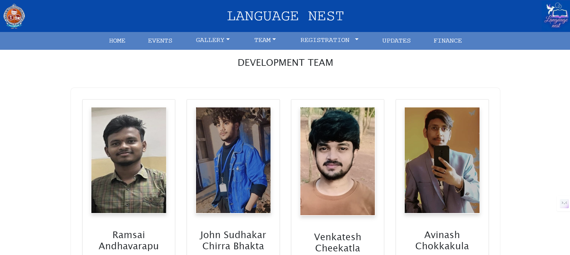 Screenshot of web app